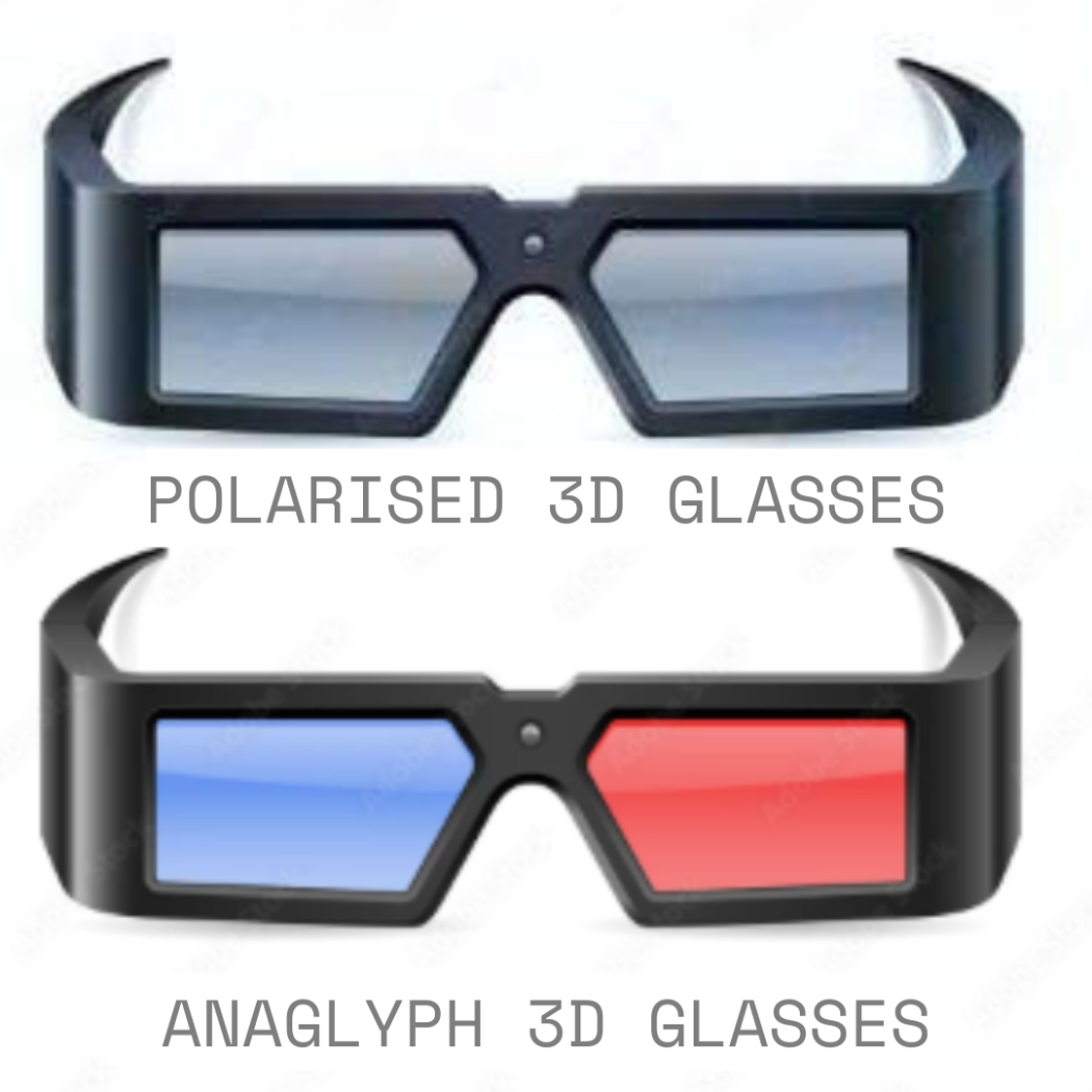 Polarised and Anaglyph 3D glasses