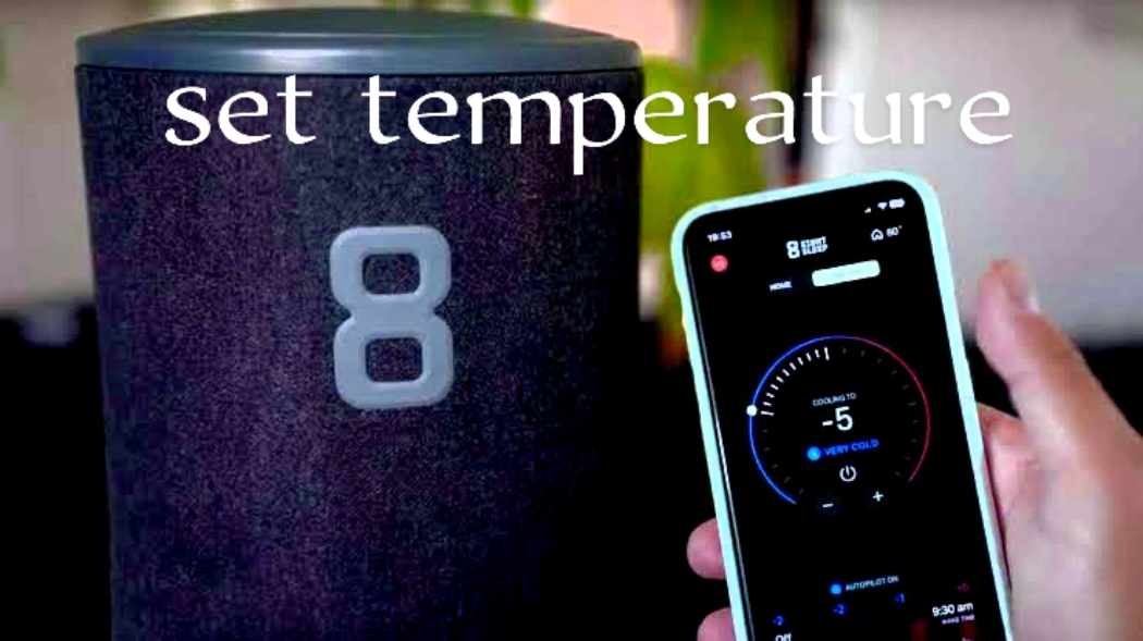 Eight Sleep device with phone app showing temperature set to -5°F.